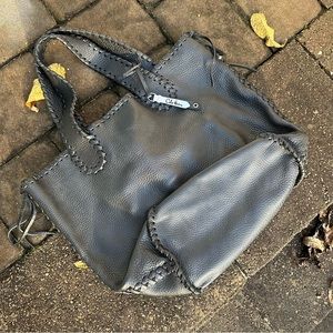 NWOT Cole Haan Whipstitch Pebbled Leather Bucket Tote